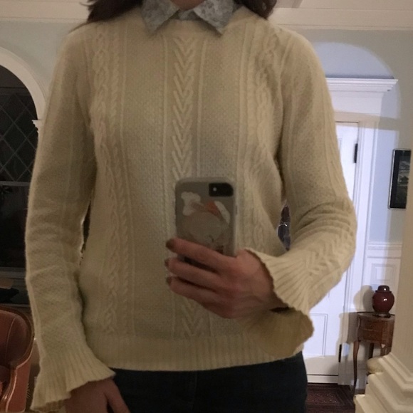 J. CREW Wool Bell Sleeve Cable Knit Sweater - Picture 9 of 10